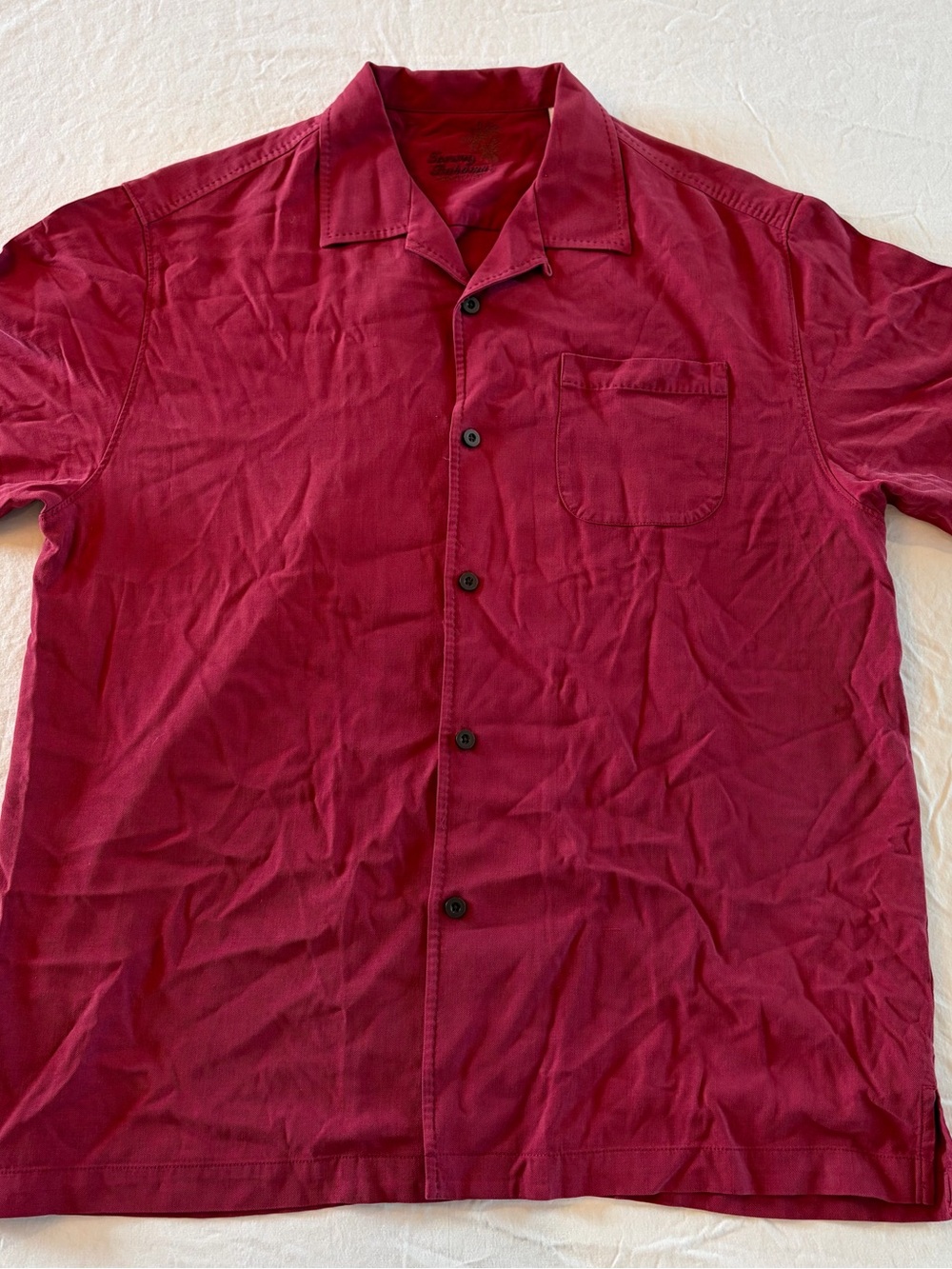 Tommy Bahama Short Sleeve Button-Down Shirt in Burgundy